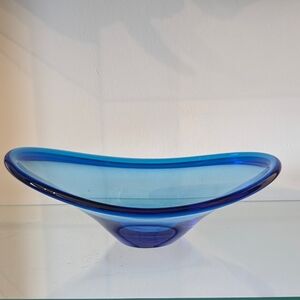 Sommerso Bowl Vintage, Murano, Italy, 1980s Decor, Cobalt Blue Art Glass